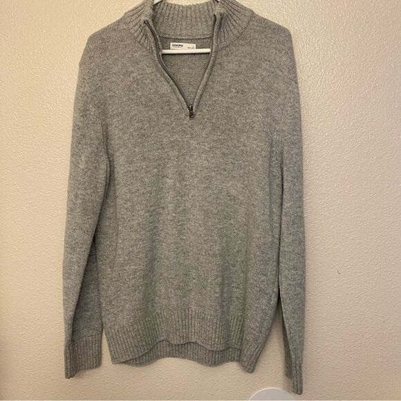 Sonoma Goods For Life Quarter Zip Sweater gray mock neck turtleneck mens L - Picture 2 of 9